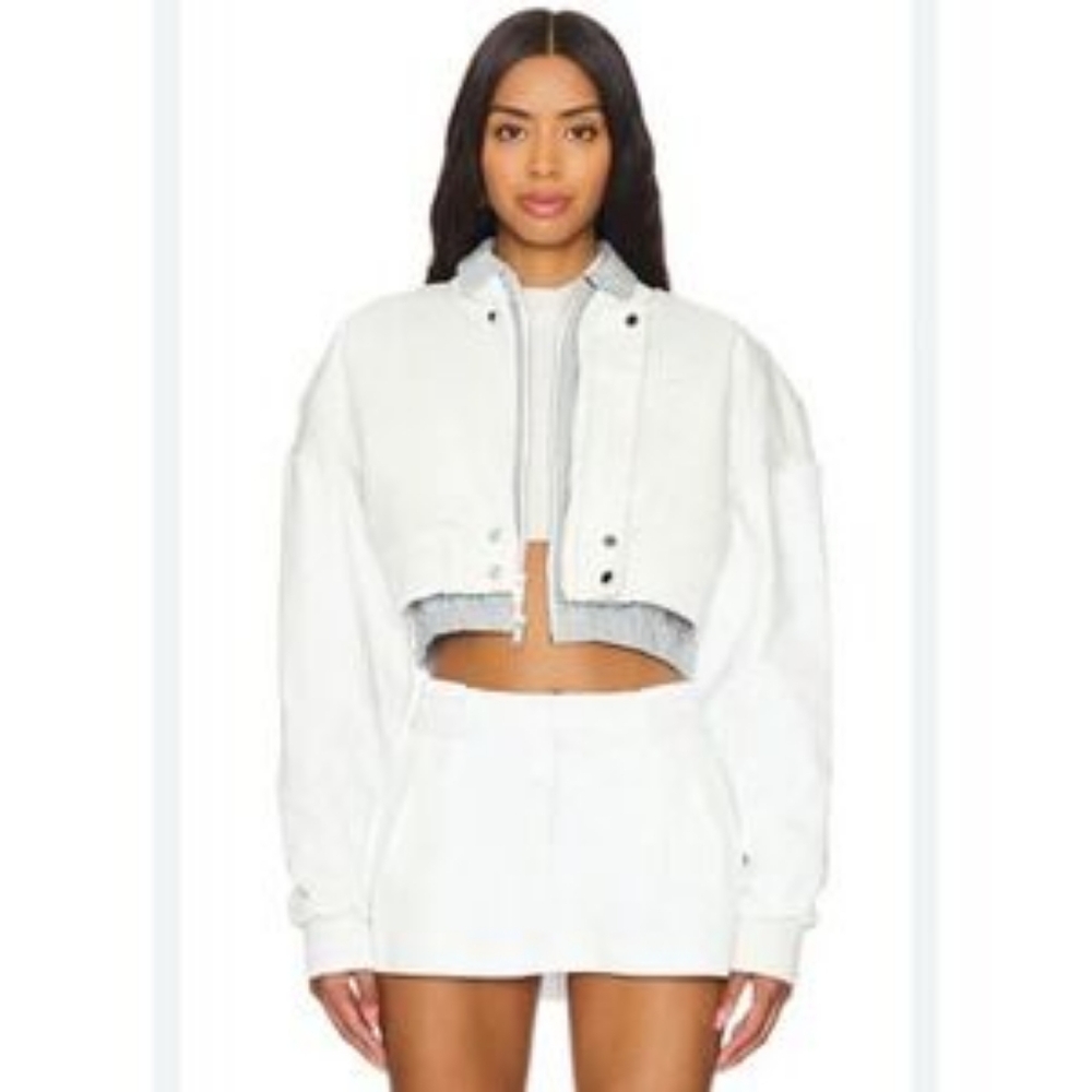 NWT Nike Women's White Mdc Cropped Woven Bomber Jacket Size XL